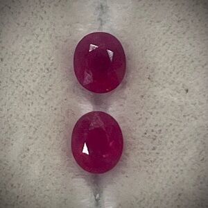 2.43 total carat weight - pair of oval shaped rubies (July birthstone)